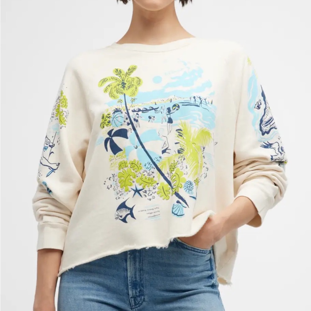 MOTHER The Boost Tropical Cropped Sweatshirt